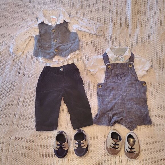 39‎ pc Baby Boy Clothing Lot 0 3 Months Outfits Sleepers Rompers Pants Bodysuits - Picture 6 of 9